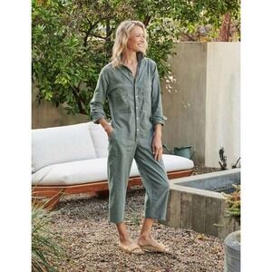 Frank & Eileen Northern Ireland jumpsuit size L sage linen blend‎ utility chic